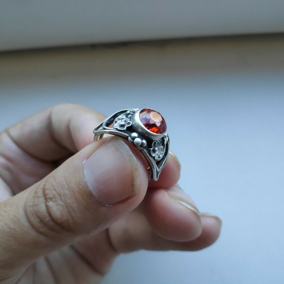 USSR SILVER 875 RING WITH ORANGE SPESSARTINE - Picture 10 of 11